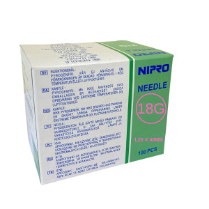 Agujas Esteriles NIPRO 1,20 x 38 Caja 100 Unids (18g x 1½")
